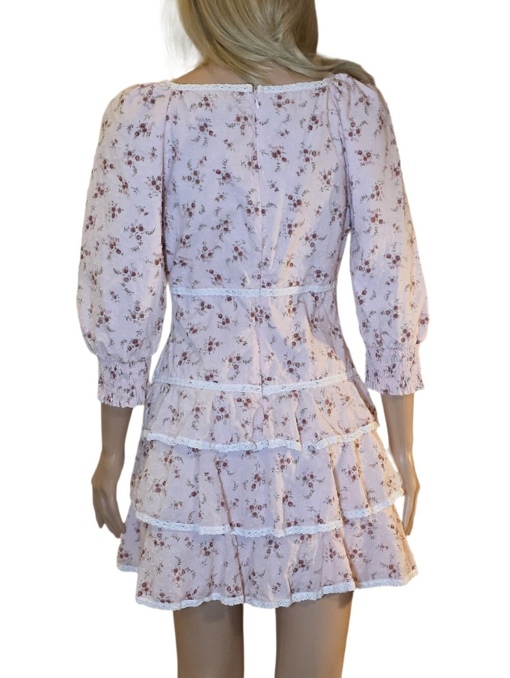 🌸 Lulus Lasting Bliss Pink Floral Ruffled Mini Dress M 🌸 - Picture 5 of 17